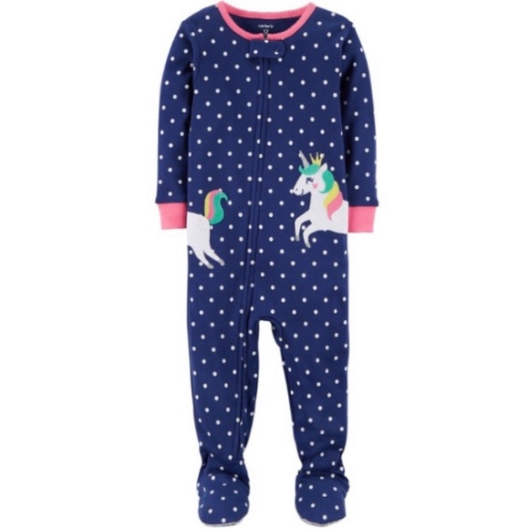 Carter's Polka Dot Unicorn Footed Pajamas - Picture 1 of 3